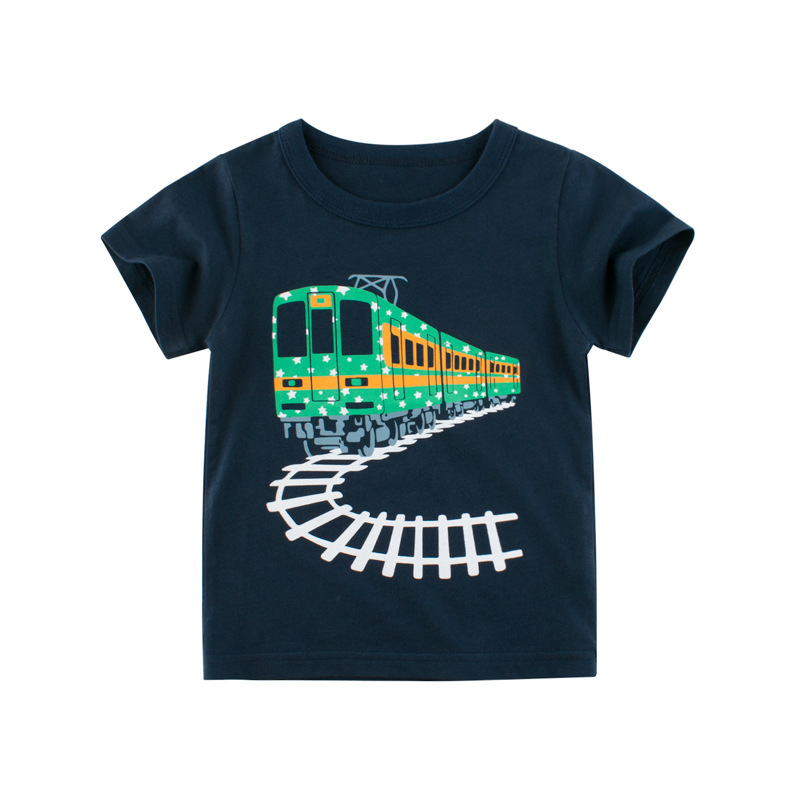 Toddle Kids Boys Print GreenTrain Navy Cotton T-shirt