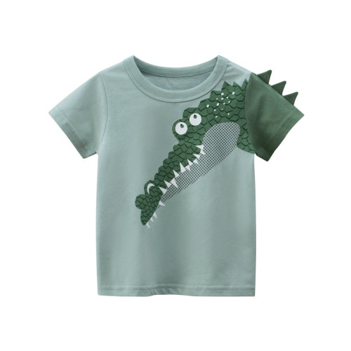 Toddle Kids Boys Print 3D Crocodile Green Cotton T-shirt