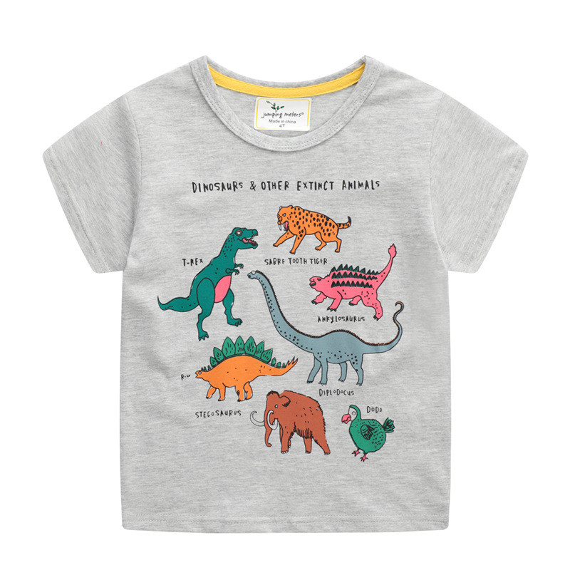 Toddle Kids Boys Print Dinosaurs Animal Gray Cotton T-shirt