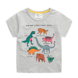 Toddle Kids Boys Print Dinosaurs Animal Gray Cotton T-shirt