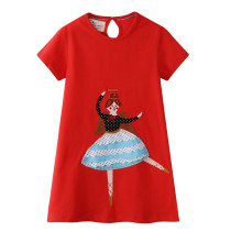 Toddler Girls Print Ballerina Girl Short Sleeves Casual Cotton Dress