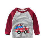 Toddle Kids Boys Print Vehicle Matching Color Cotton Long Sleeve Tee