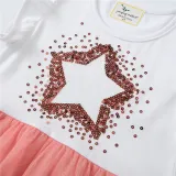 Toddler Girls Glitter Stars Ruffles Short Sleeves Pink Tutu Dresses