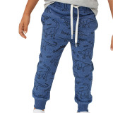 Toddler Kids Boy Print Dinosaurs Casual Cotton Blue Pants