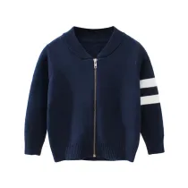 Toddler Kids Girl Knit Cardigan Zipper Pure Color Sweater