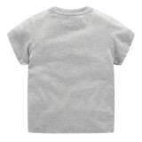 Toddle Kids Boys Print Dinosaurs Cotton Gray T-shirt