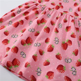 Toddler Girls Prints Strawberries Doll Collar Skirt Short Sleeves Dresses