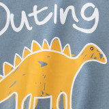 Toddle Boys Print Yellow Dinosaur Blue Cotton T-shirt