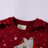 Toddler Kids Girl Grey Tassels Horse White Stars Red Sweatshirt Top