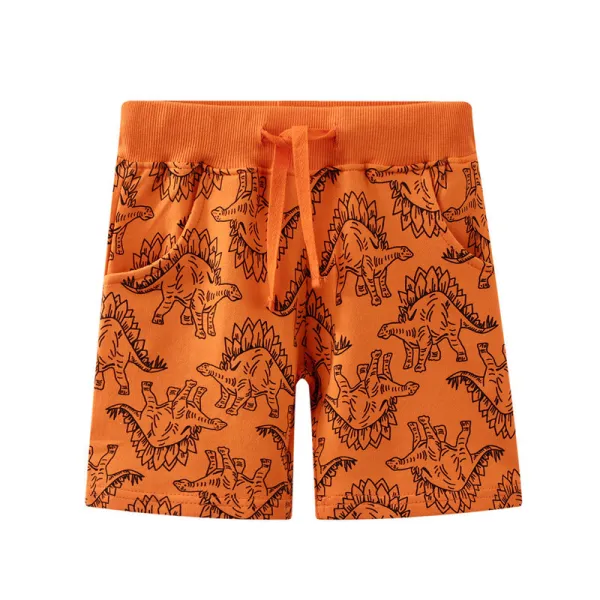 Toddle Kid Boys Yellow Dinosaurs Pattern Cotton Drawstring Shorts