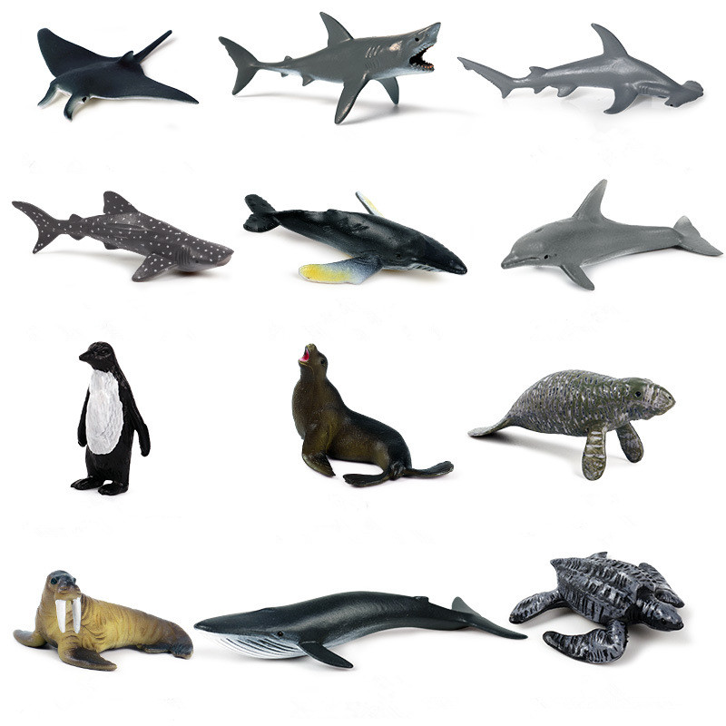 Educational Realistic 12PCS Sea Animals Mini Model Sets Figures Playset ...