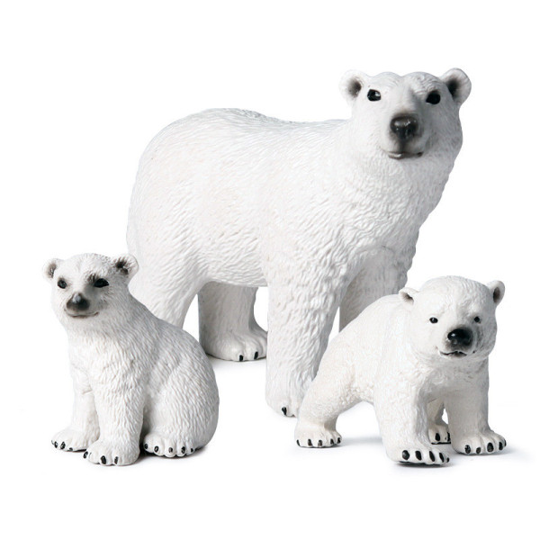 Educational Realistic 3PCS Polar Bear Models Figures Playset Toys