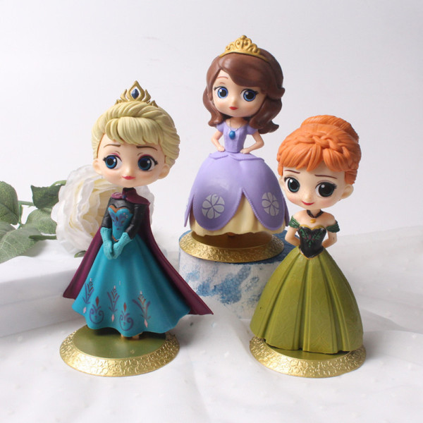 3PCS Frozen Princess Model Cake Topper Decoration Figures Playset Toys
