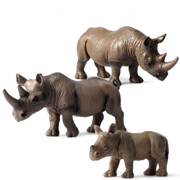 Educational Realistic Rhinoceros Family Wild Animals Figures Playset Toys