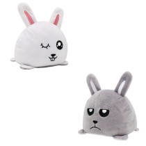 The Original Reversible Rabbit Double Faced Expression Patented Design Soft Stuffed Plush Animal Doll Toy