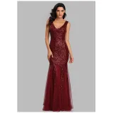 Women Sequins Mesh Bodycon Mermaid Maxi Party Gown Dress