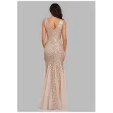 Women Sequins Mesh Bodycon Mermaid Maxi Party Gown Dress