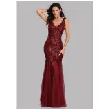 Women Sequins Mesh Bodycon Mermaid Maxi Party Gown Dress