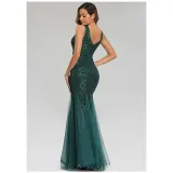Women Sequins Mesh Bodycon Mermaid Maxi Party Gown Dress