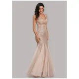 Women Sequins Mesh Bodycon Mermaid Maxi Party Gown Dress