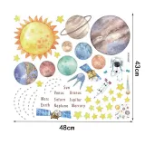 Watercolour Planet Universe Door Room Waterproof Decorative Wall Stickers