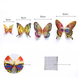 12PCS Double-Deck Laser Butterfly Wall Stickers Door Room Magnetic Decorative