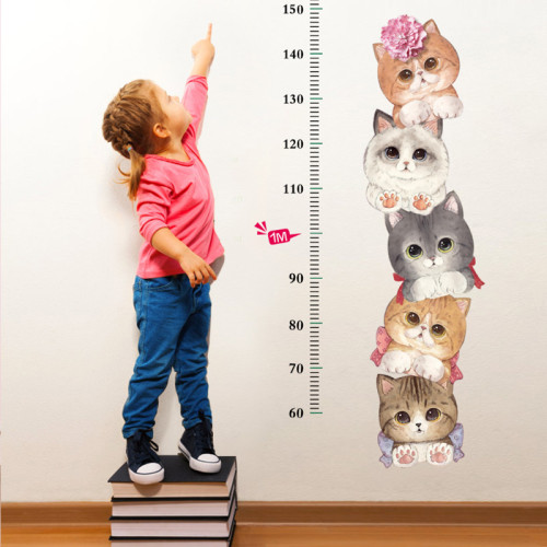 Animal Cats Height Stickers Children's Room Kindergarten Classroom Layout Decorative Wall Stickers