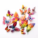 12PCS Double-Deck Simulation Butterfly Wall Stickers Door Room Magnetic Decorative