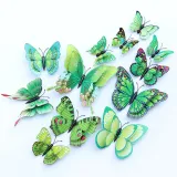 12PCS Double-Deck Simulation Butterfly Wall Stickers Door Room Magnetic Decorative