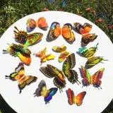 12PCS Double-Deck Laser Butterfly Wall Stickers Door Room Magnetic Decorative