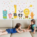 Animal Lion Giraffe Height Stickers Children's Room Kindergarten Classroom Layout Decorative Wall Stickers