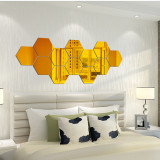 12PCS Geometry Hexagon Door Room Acrylic Decorative Mirror Wall Stickers