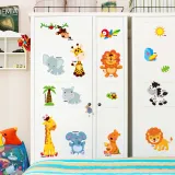 Animal Lion Giraffe Height Stickers Children's Room Kindergarten Classroom Layout Decorative Wall Stickers