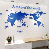 3D World Map Door Room Acrylic Decorative Wall Stickers