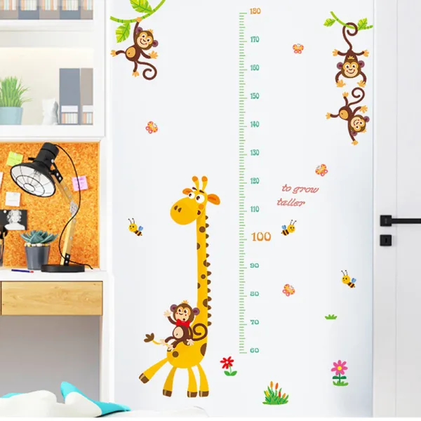 Animal Giraffe Height Stickers Children's Room Kindergarten Classroom Layout Decorative Wall Stickers