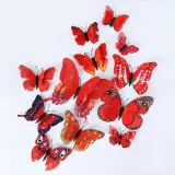 12PCS Double-Deck Simulation Butterfly Wall Stickers Door Room Magnetic Decorative