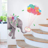 Animal Elephant Giraffe Lion Balloons Door Stickers Children's Room Kindergarten Classroom Waterproof Decorative Wall Stickers
