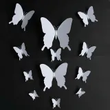 12PCS Pure Color Butterfly Wall Stickers Door Room Magnetic Decorative