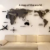 3D World Map Door Room Acrylic Decorative Wall Stickers