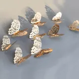 12PCS Single-Deck Hollow Out Butterfly Wall Stickers Door Room Magnetic Decorative