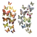 12PCS Double-Deck Laser Butterfly Wall Stickers Door Room Magnetic Decorative