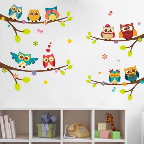 2 Sheets Owl Door Room Waterproof Decorative Wall Stickers