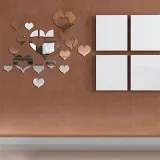16PCS Geometry Hollow Out Heart-Shaped Door Room Acrylic Decorative Mirror Wall Stickers
