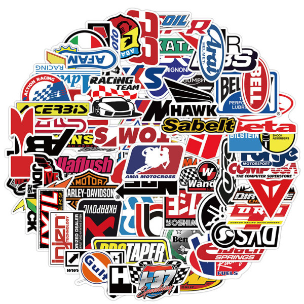 100PCS Car Brand Logo Waterproof Stickers Decals for Motorcycle