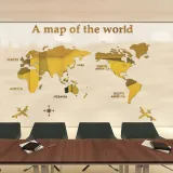 3D World Map Door Room Acrylic Decorative Wall Stickers