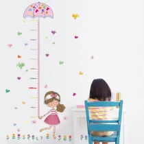 Animal Little Girl Hearts Flowers Height Stickers Children's Room Kindergarten Classroom Layout Decorative Wall Stickers