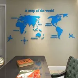 3D World Map Door Room Acrylic Decorative Wall Stickers