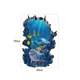 3D Undersea World Shark Door Room Waterproof Decorative Wall Stickers