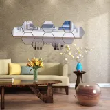 12PCS Geometry Hexagon Door Room Acrylic Decorative Mirror Wall Stickers