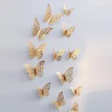 12PCS Single-Deck Hollow Out Butterfly Wall Stickers Door Room Magnetic Decorative